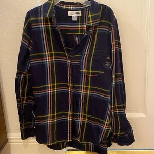 Blue stripped flannel, very soft and flattering. Size M.